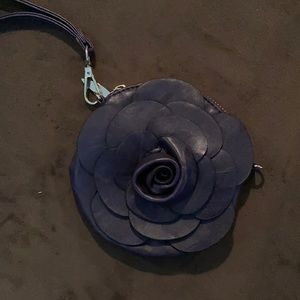 Leather rose 🌹 wristlet purple